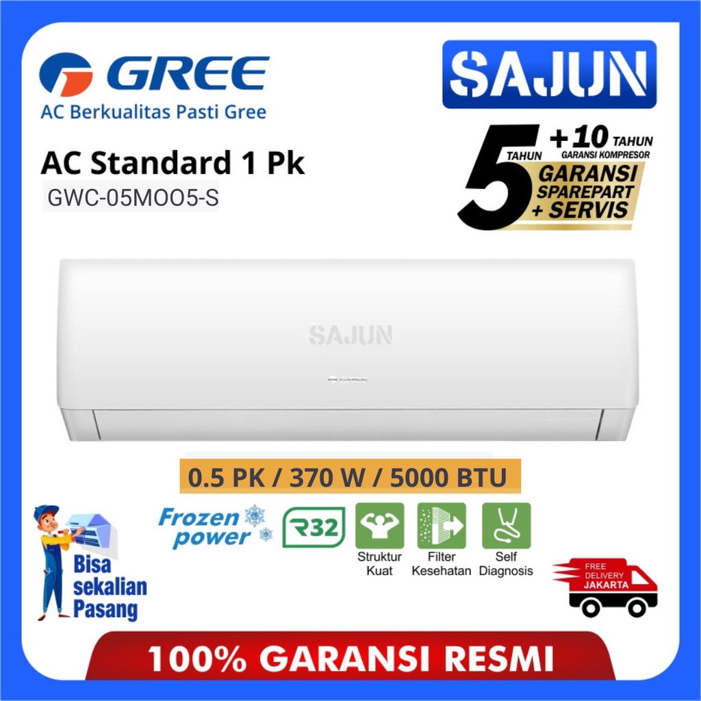 New 2022 GREE AC Split 1/2 PK GWC-05MOO5S AC Split 0.5 PK GWC05MOO5 - GWC-05MOO5-S - FREE ONGKIR JKT