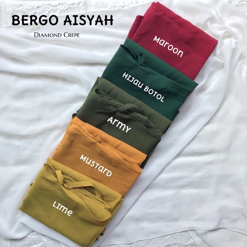 BERGO AISYAH JUMBO XL DIAMOND CREPE / HIJAB JILBAB INSTAN NON PED XL / BERGO MARYAM