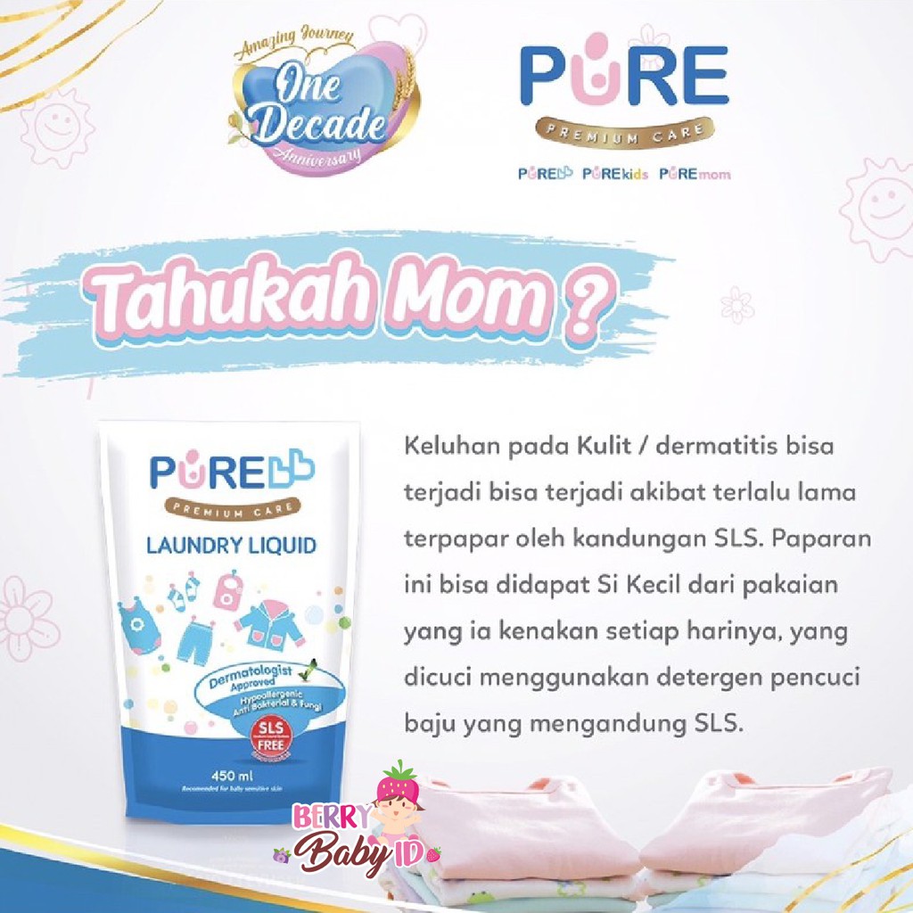 PureBB Laundry Liquid Cairan Sabun Pencuci Baju Bayi 450 ml Pure BB Berry Mart