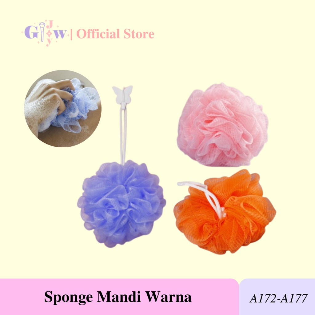 A172-A177 SPONGE MANDI spons badan tubuh body wash warna warni murah busa shower sabun sampo scrub daki mulus termurah ungu biru peach orange hijau