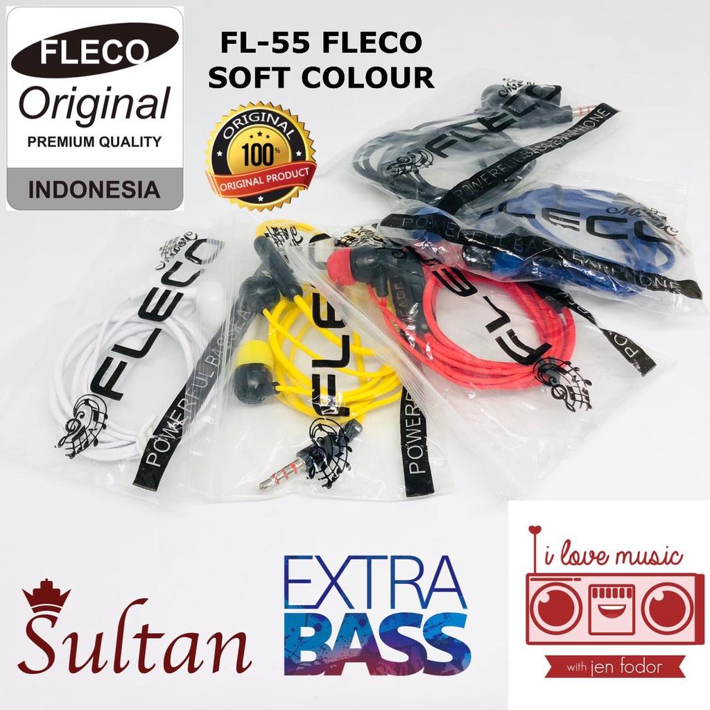 PROMO earphone Fleco FL55 FL-55 Handsfree Super Bass 1 toples 25pcs / VIBOX PM03 ISI 30PCS 1 TOPLES