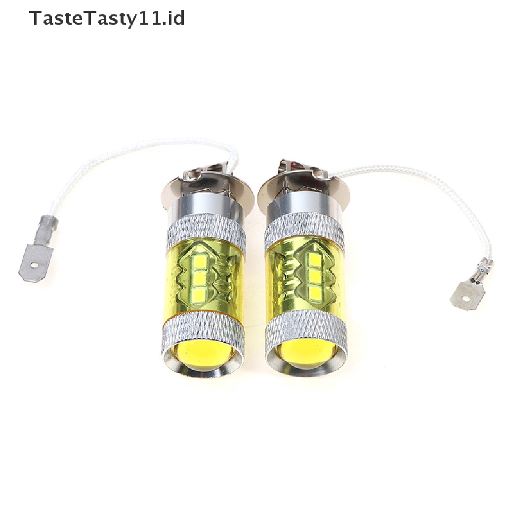 2pcs Lampu Kabut LED 12-24V H3 80W 16 SMD Warna Kuning Untuk Mobil Power