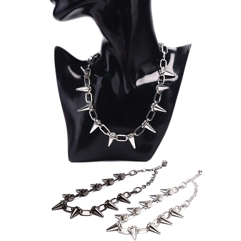 Kalung Choker Rantai Rivet Gaya Punk Rock Untuk Wanita