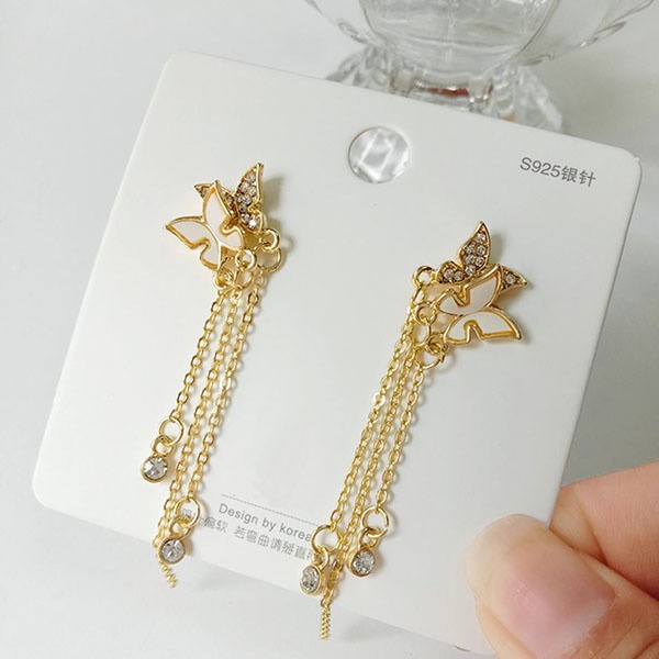 anting s925 kupu - kupu rumbai butterfly tassel earrings jan269 (3E2)