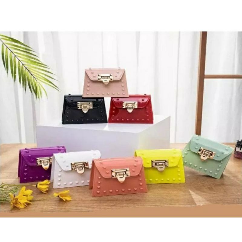 Tas Rivet Lock Chain Jelly / Tas Selempang Wanita / Tas Jelly Mini