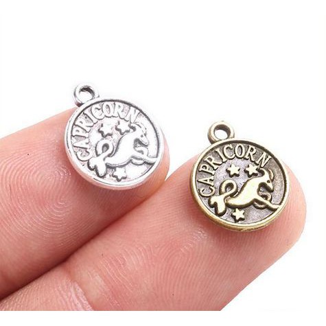 Twelve Constellations Round Charm - Charm Zodiak Bulat (12pcs)