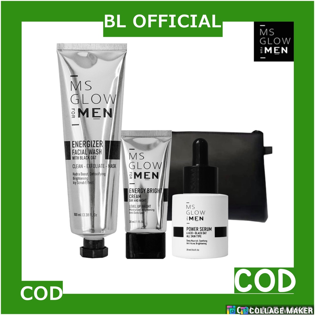 MS GLOW MEN Msglow For Men Paket Perawatan Wajah Pria Skincare Wajah Facial Wash Serum Cream Cowok