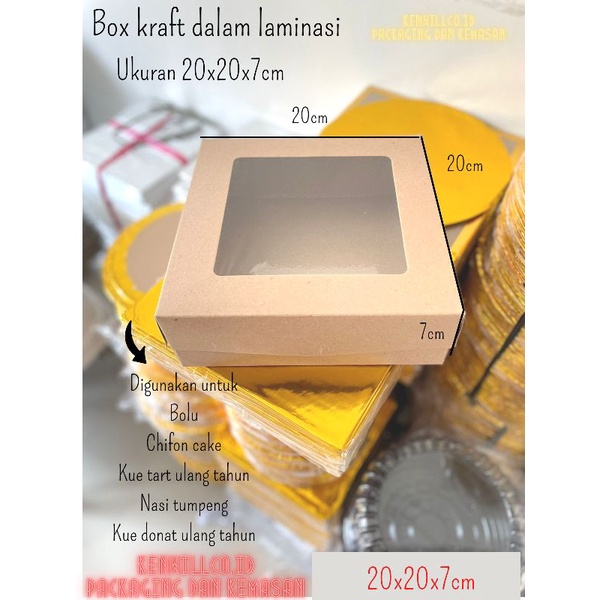 

KOTAK HAMPERS KADO MIKA 20X20X7CM LAMINASI MAKANAN / KUE CHIFFON CAKE / CHESSE CAKE