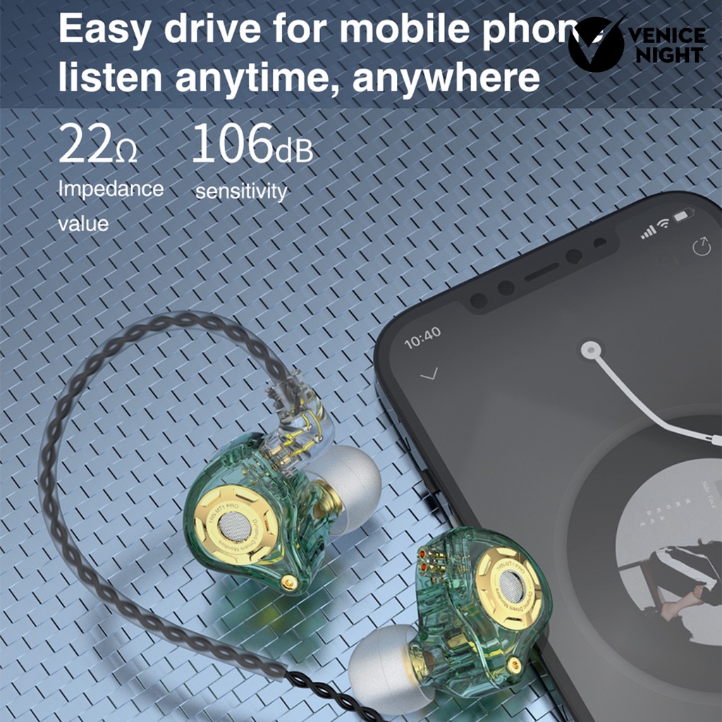 (VNEP) (Berkabel) Trn MT1 Pro Earphone In Ear HiFi Bass Dynamic Dengan Mic + Kabel Jack 3.5mm Untuk Olahraga