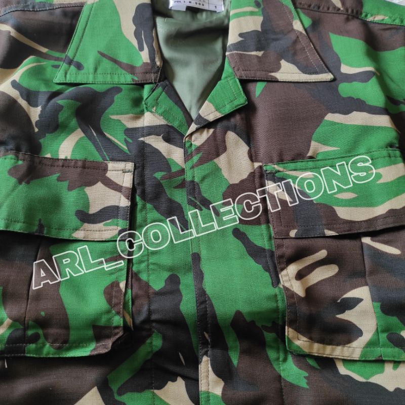 BAJU SETELAN PDL LORENG TNI BAHAN VELBET BALETOLI SEMI WOLL FUL PURING/SERAGAM PDL LORENG MALVINAS SATU STEL