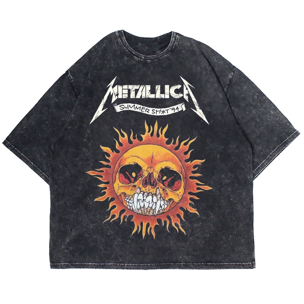 KAOS OVERSIZE BAND METALLICA SUMMER SHOT TOUR WASHING VINTAGE TEE ( WASHING T-SHIRT )