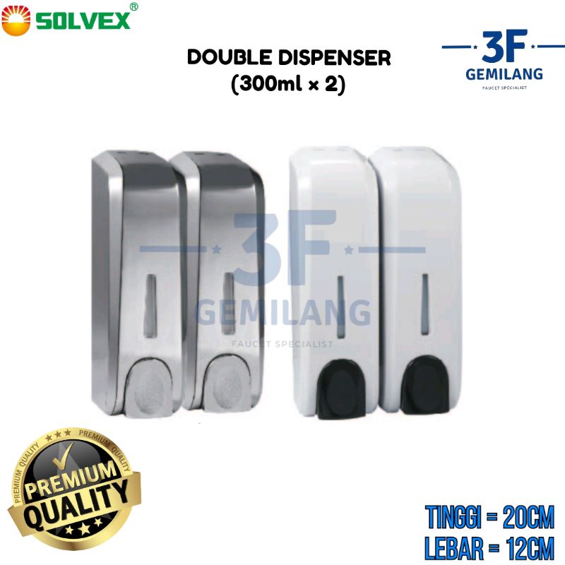 Solvex - SOAP DISPENSER DOUBLE - Tempat Sabun Cair - PREMIUM QUALITY