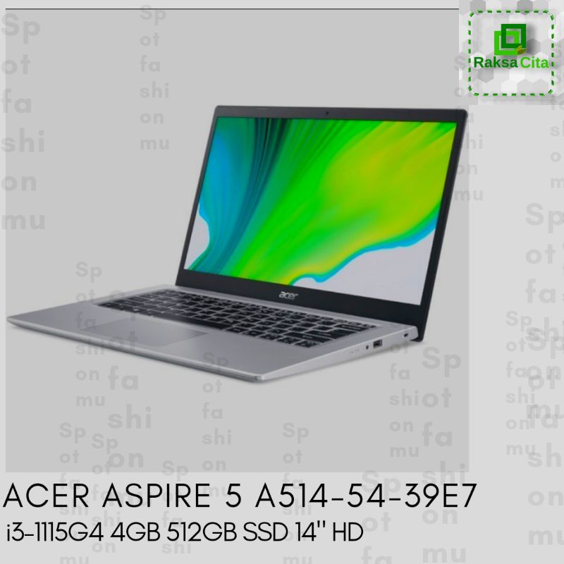 ACER ASPIRE 5 A514-54-39E7 i3-1115G4 4GB 512GB SSD 14" HD W11 OHS21