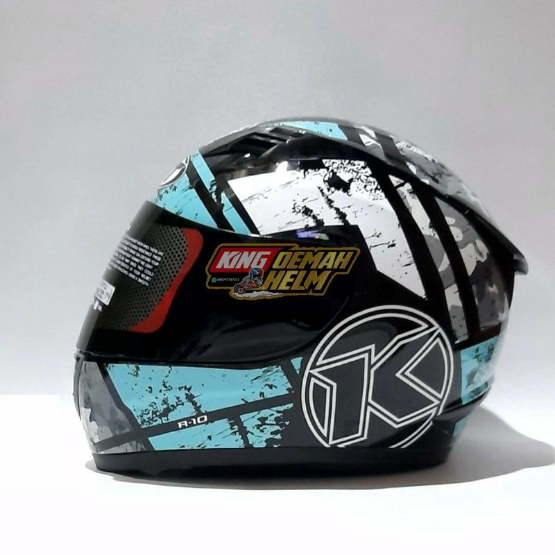 HELM KYT R10 MOTIF SERI 3 AQUA BLUE ORIGINAL HELM KYT R10 AQUA HELM TOURING KYT R10 MOTIF MURAH ORI