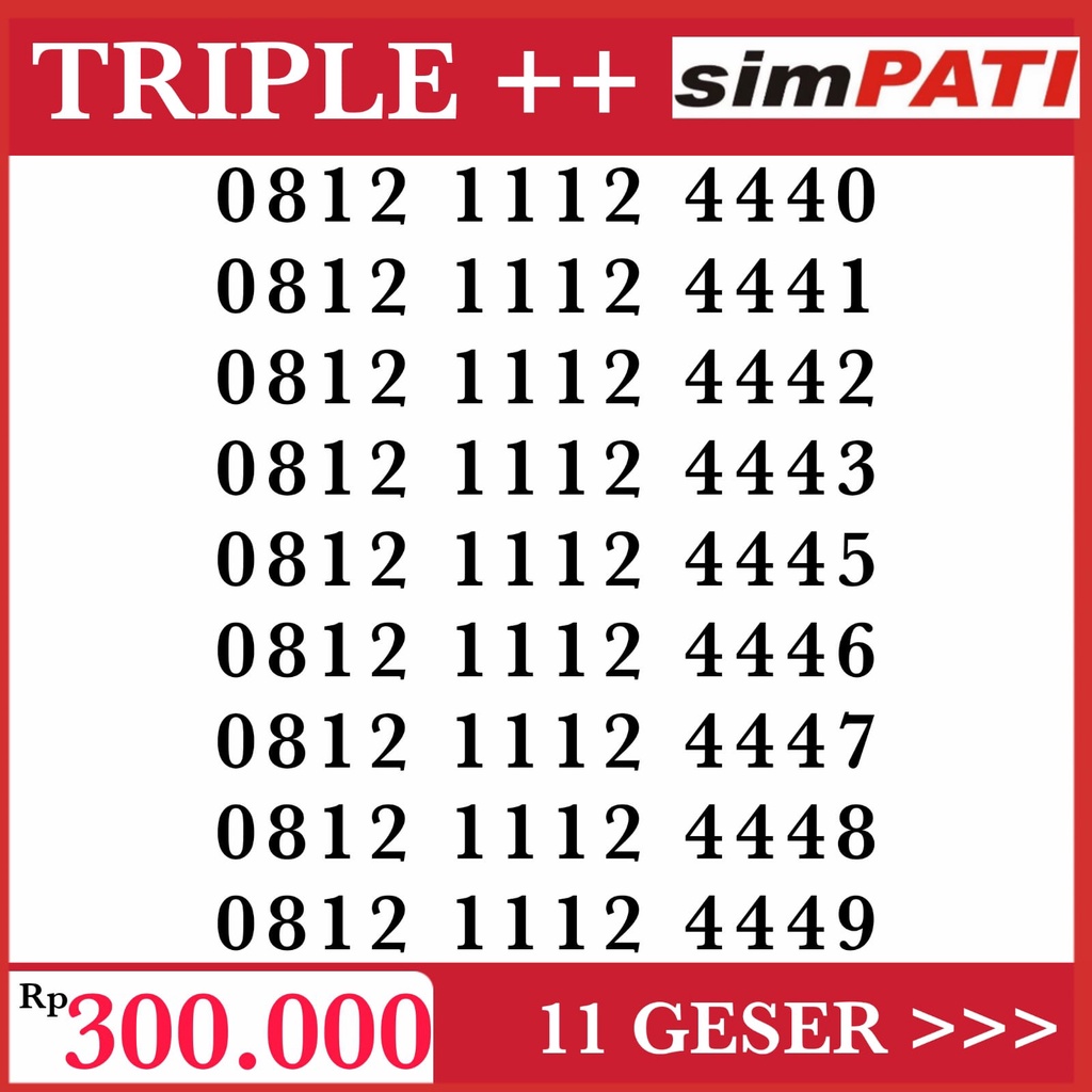 Nomer Cantik Simpati Triple Triple