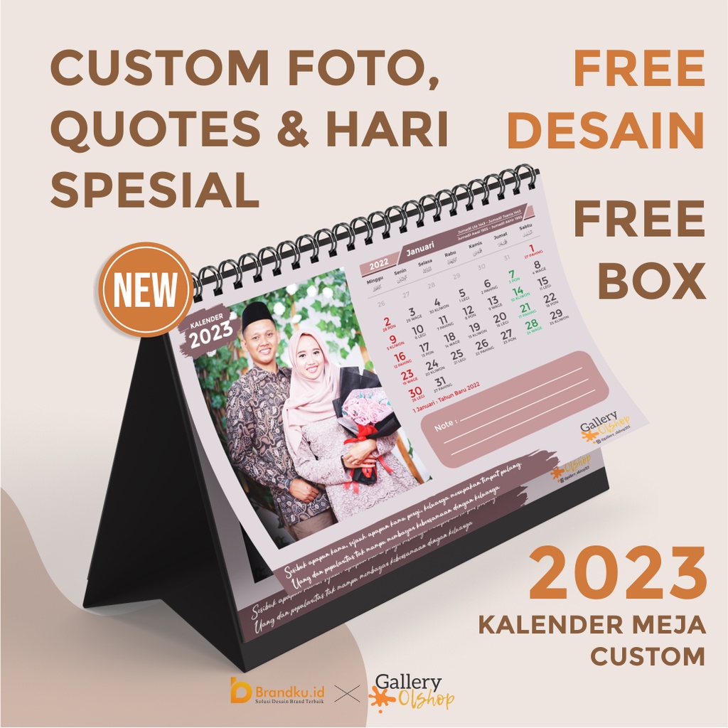 Jual Kalender Meja 2023 Custom Kalender Duduk 2023 Custom Kalender Desain Modern Elegant 