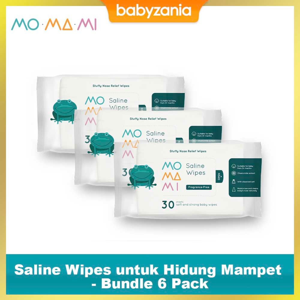 Momami Saline Wipes 30 Sheets Tisu Basah Fragrance Free - PROMO 3 Pack