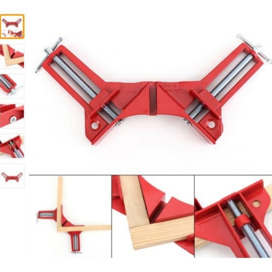 Corner clamp aluminium merah klem sudut klem siku 90 derajat