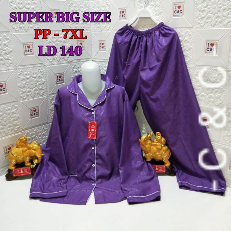 Setelan Baju Tidur Wanita Lengan Panjang Dan Celana Panjang PP 7XL Hembos LD 140cm