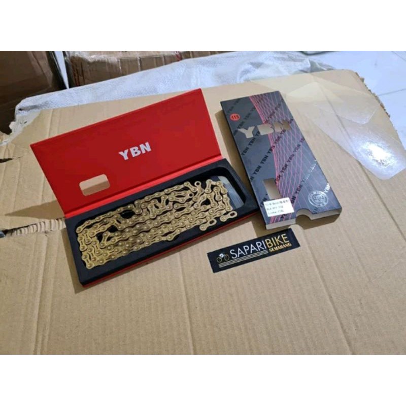 Chain Rantai Sepeda YBN 11sp Gold SLA H11 TIG titanium Gold . Compatible shimano sram campagnolo vg sport KMC MTB Roadbike