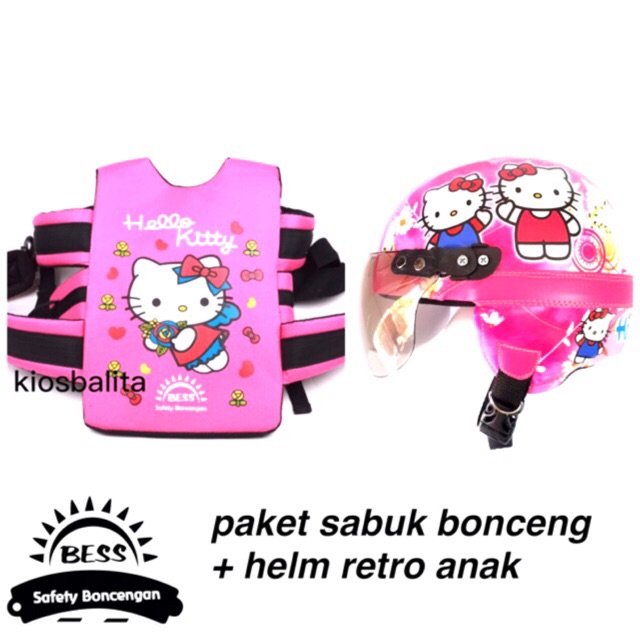 PAKET SABUK BONCENGAN ANAK + HELM RETRO ANAK