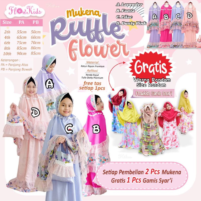 Mukena Ruffle Flower by FlowKids Premium