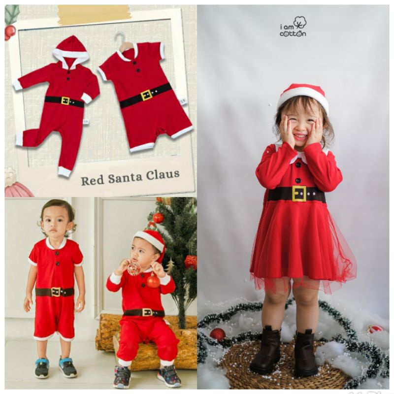 I Am Cotton Christmas Costum Baju Natal Anak | Dress | Romper | Hoodie | Topi Santa Claus Anak