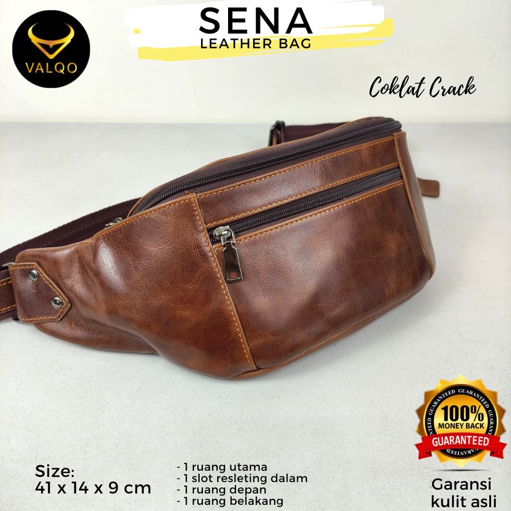 [VALQO] SENA Tas Kulit Sapi Waist Bag Dada Pinggang Sling bag Pria Wanita