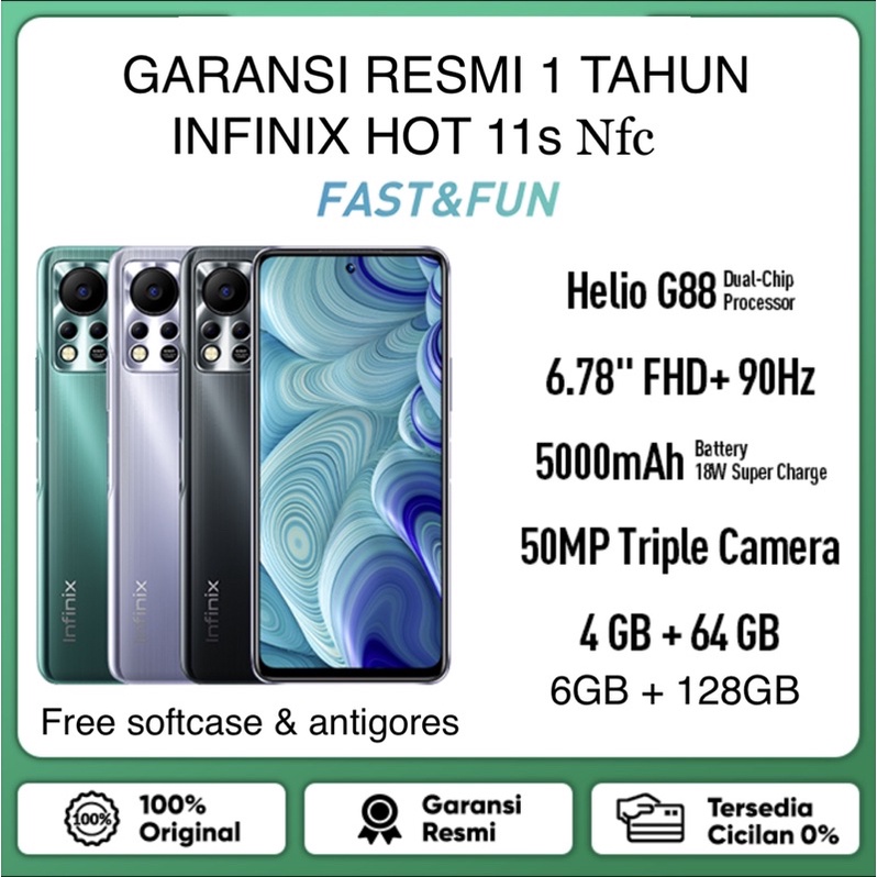 Infinix hot 11s Nfc 4/64GB & 6/128GB Garansi Resmi
