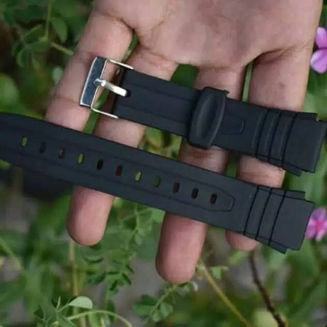 TALI JAM TANGAN CASIO W-800H W800H HITAM RUBBER STRAP CASIO W800H W-800H PREMIUM ORIGINAL OEM