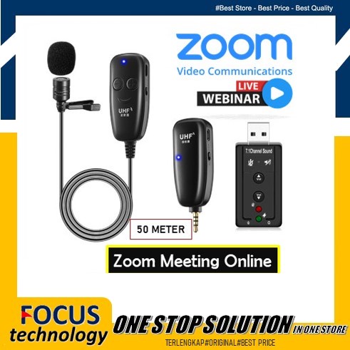 Microphone Mic Clip On Wireless USB PC Zoom Laptop 50Meter