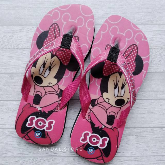 SANDAL CUSTOM NAMA KARAKTER MINIE MOUSE ANAK/DEWASA FREE CUSTOM SUKA SUKA