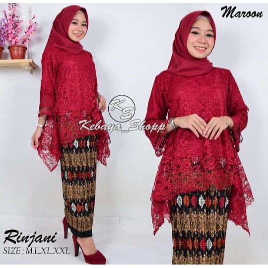 SET KEBAYA RINJANI JUMBO M L XL XXL 3XL 4XL 5XL /KEBAYA BRUKAT JUMBO/ATASAN TUNIK JUMBO/ GAMIS PESTA