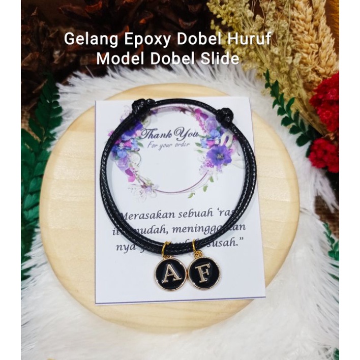 ZaphiraStore [A-Z] GELANG INISIAL EPOXY DOBEL HURUF / 1 GELANG 2 HURUF / GELANG EPOXY TALI KOREA