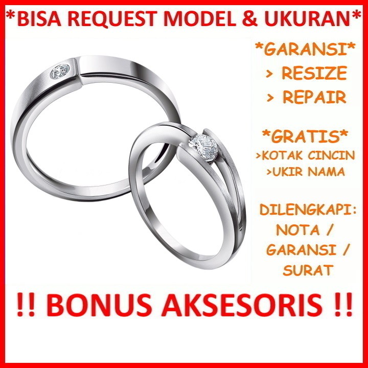 Gratis Ukir Nama Garansi Silver Asli Bisa Pesan Model Cincin Couple Perak Tunangan Mas Kawin Id595