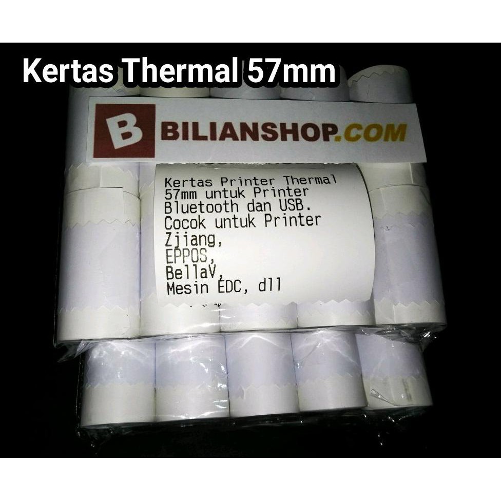 

Kertas thermal 57 x 25 mm 58 x 25 mm untuk printer 58mm 1 roll struk kasir edc coreless