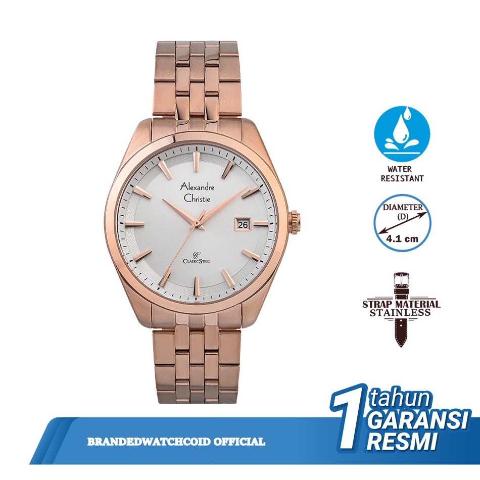 Jam Tangan Alexandre Christie AC 8635 MDBRGSL Pria Original Diameter 4,1 cm