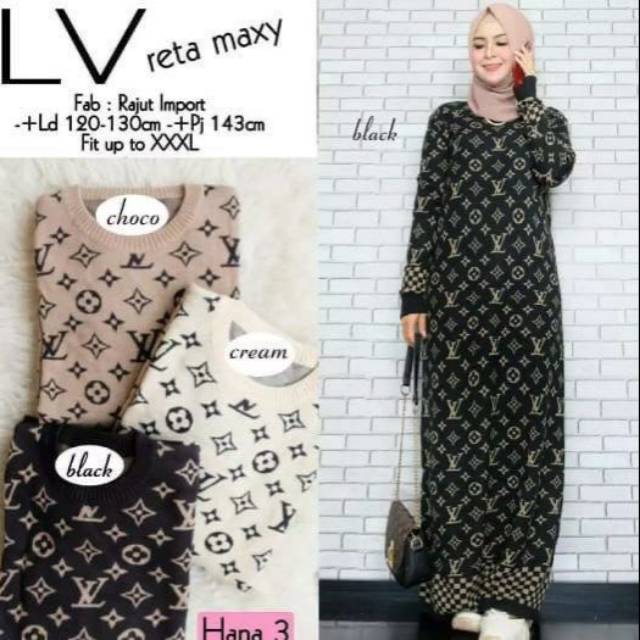 Gamis Rajut Import Motif LuV (3781)