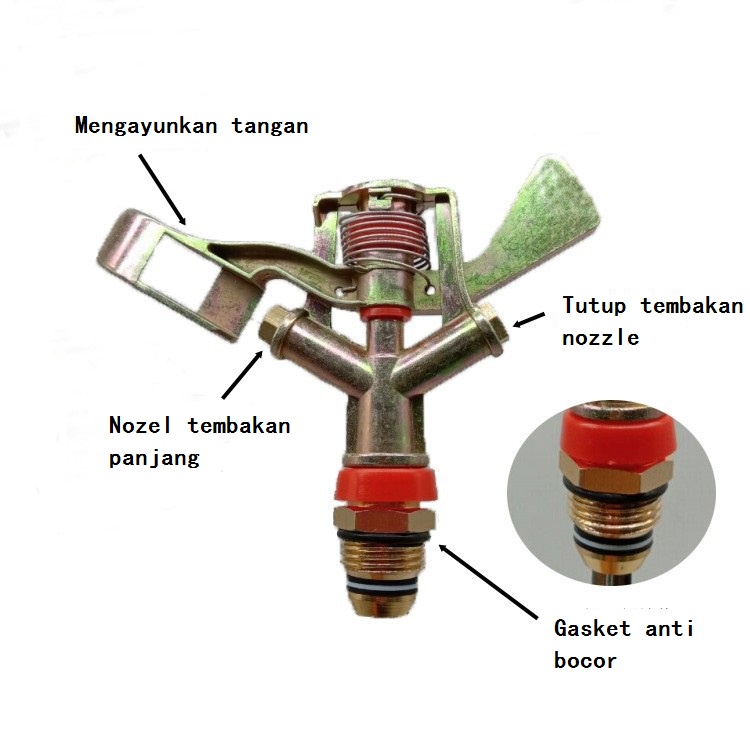 Mi.more Alat Penyiram Rumput Otomatis Tripod, Penyiram Air Tanaman Taman untuk Halaman Rumput, Pipa Semprot Lengan Ayun Tanah Otomatis Berputar 360 Derajat, Alat Berkebun Semprotan Irigasi