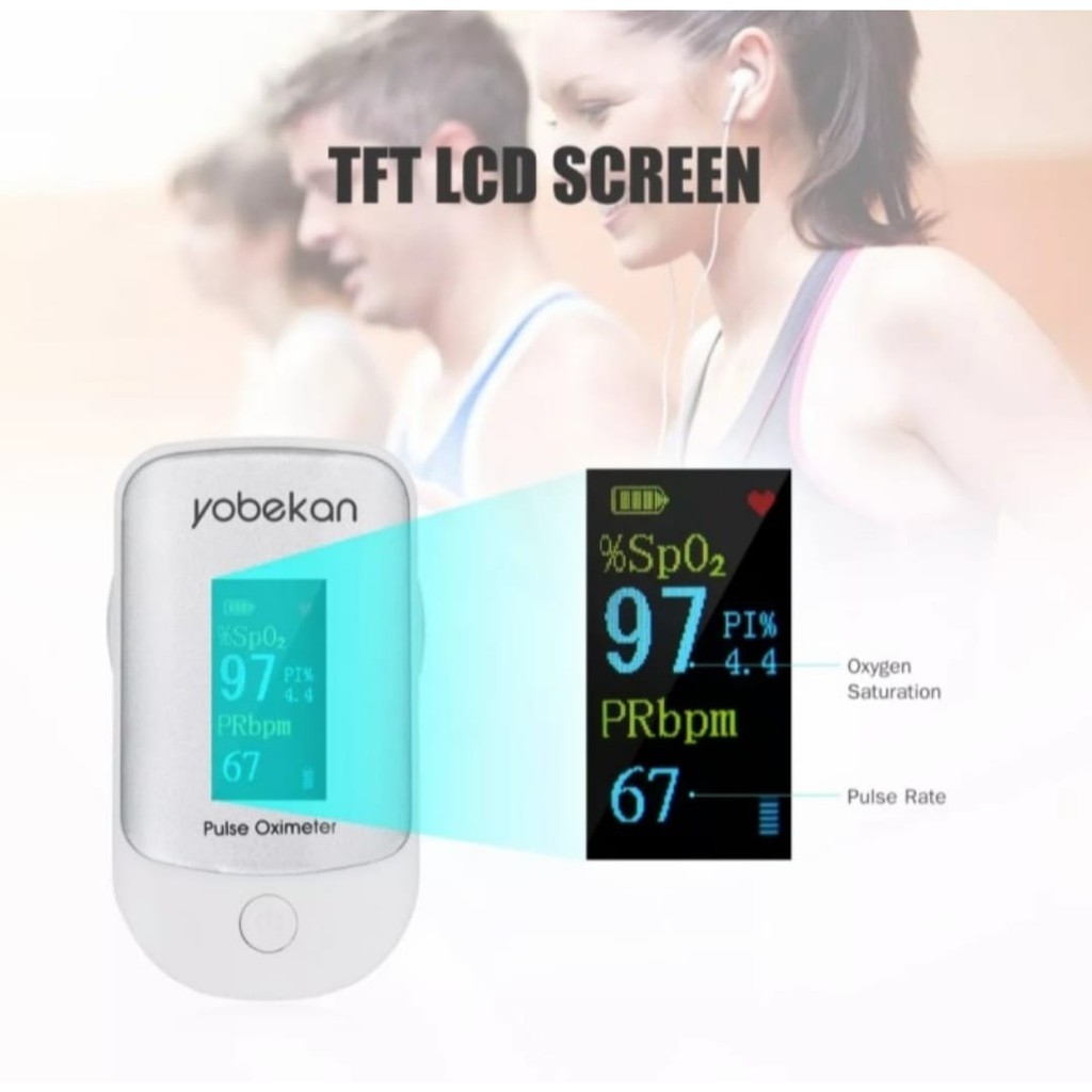 YOBEKAN Pulse Oximeter Fingertip SpO2 Saturasi Oksigen Dan Detak Jantung Free 2 Battery AAA