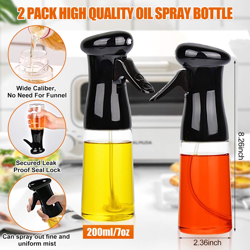 Botol Dispenser Minyak Zaitun / Cuka Model Semprot 200ml Serbaguna Dapat Diisi Ulang Untuk Memasak