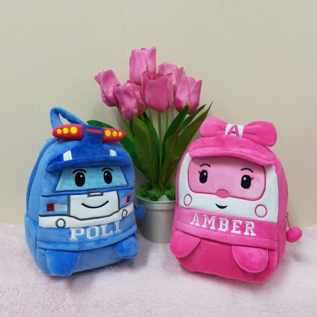 Tas Ransel Anak Sekolah Robocar Poli Amber Size M/Tas Sekolah Anak Paud Tk/Backpack