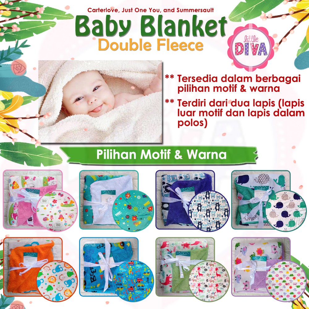Double Fleece Baby Blanket Boy Girl Selimut Bayi Bolak Balik kado cdf