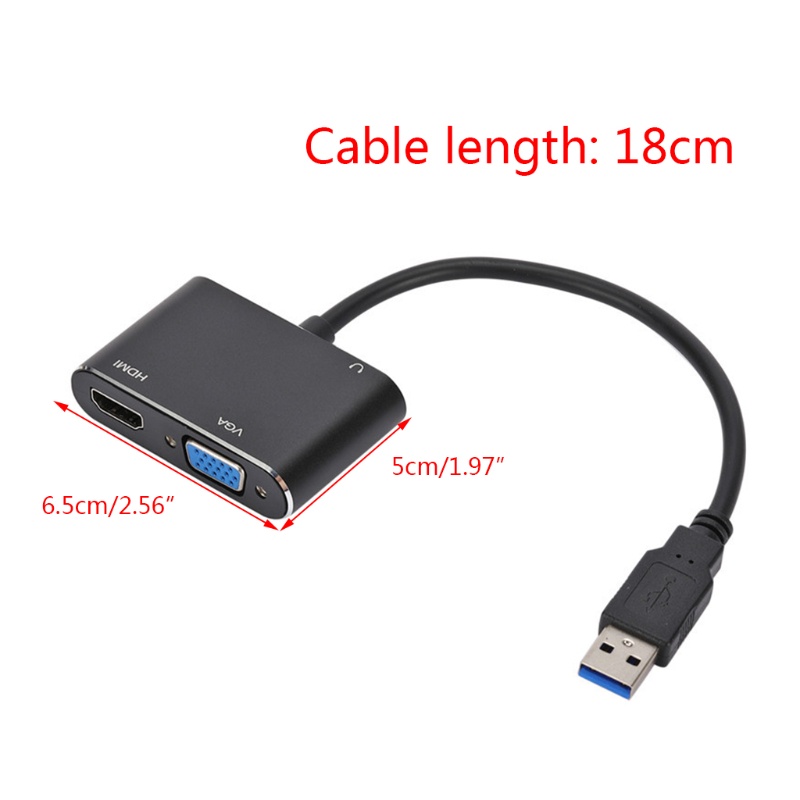 Cre Adapter Converter USB Ke VGA 3.0 Ke HDMI Untuk Windows 7 / 8