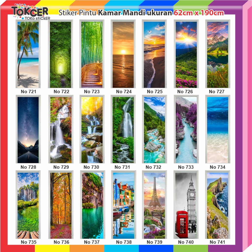 STIKER Pintu Kamar Mandi PEMANDANGAN Polos atau +Doa
