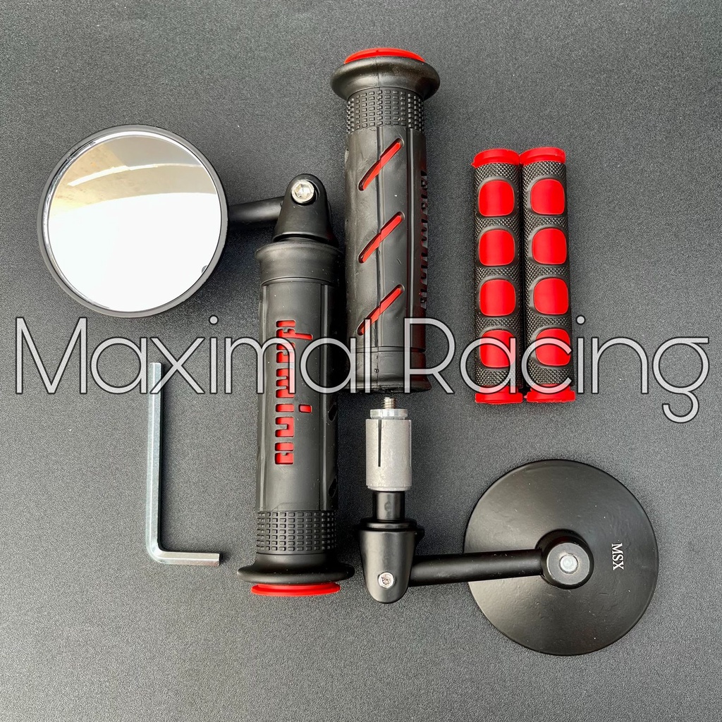 Spion Jalu Cembung plus Handgrip Domino Sisik plus Karet Handle Universal All Motor