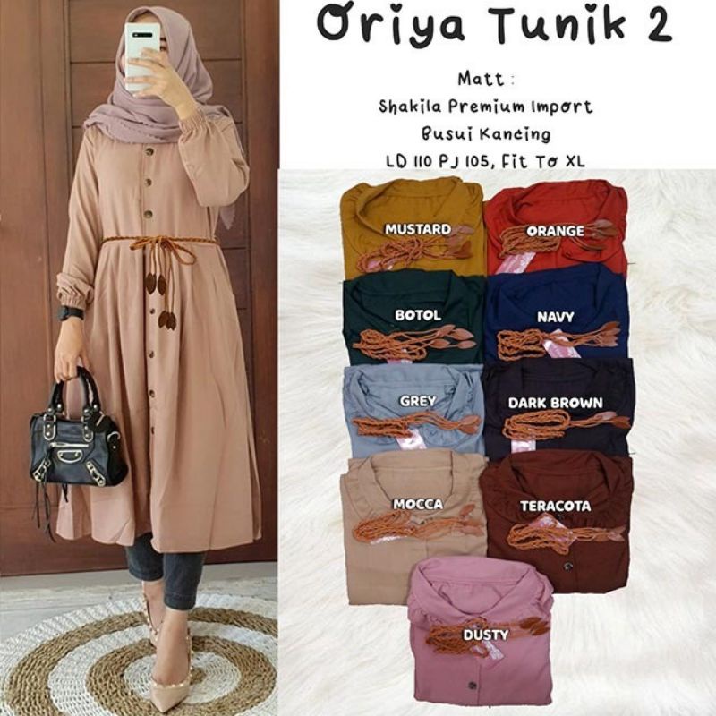 [Best Seller]Tunik Oriya 2/Atasan Wanita Shakila Premium Panjang/Muslimah/Pakaian Wanita Terkini/Ter