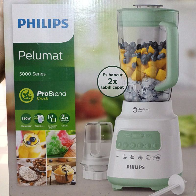 BLENDER PHILIPS 5000 SERIES HR2221 HR 2221 PLASTIK TIPE BARU MELEMBUTKAN ES SELEMBUT SALJU GARANSI RESMI