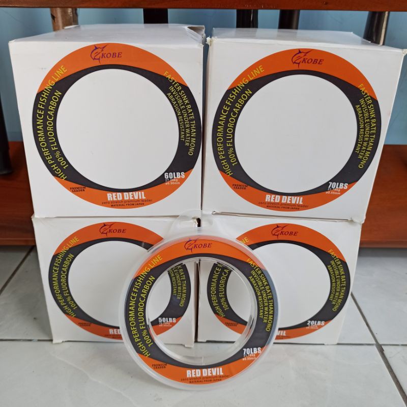 Senar Leader Kobe Red Devil 50m 100% Fluorocarbon