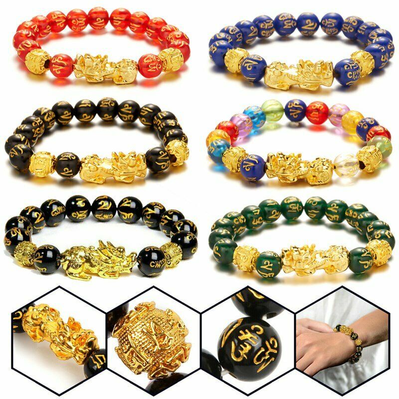 ☀Gelang Manik-Manik Batu Obsidian Thermochromic Piyao Feng Shui pixiu Untuk Pria Dan Wanita